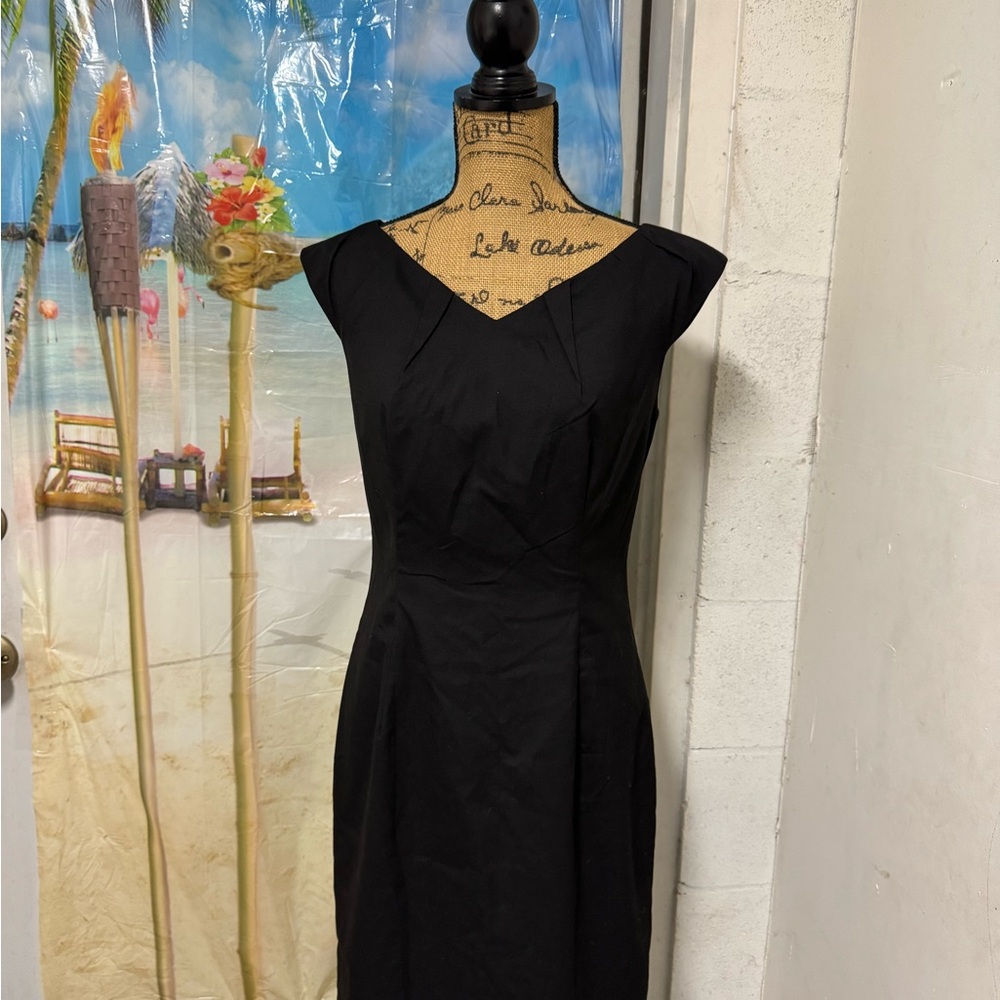Mossimo Supply Co Black Sheath Midi Dress V-Neck Cap Sleeve